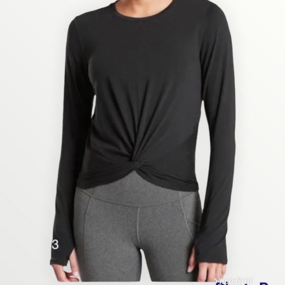 Athleta Essence Twist Front Semi-Cropped Long Sleeve Tee